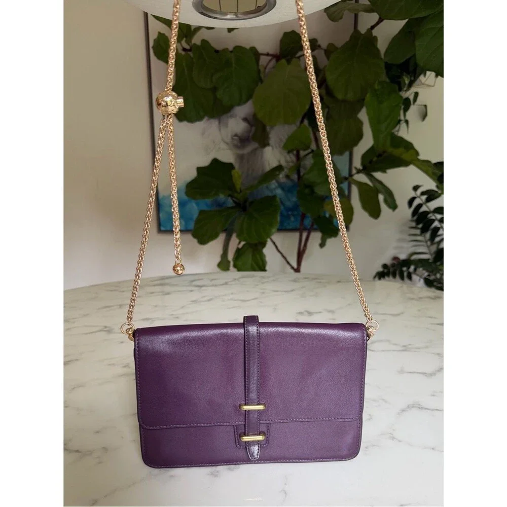 COACH LEGACY LEATHER SLIM CLUTCH BRASS BLACK VIOLET PURPLE F50509 Crossbody Bag
